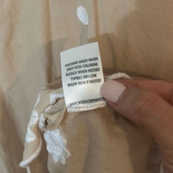 Antonio Melani Women's Embroidered Floral Tunic Cover-up Dress Natural Small - Picture 7 of 9